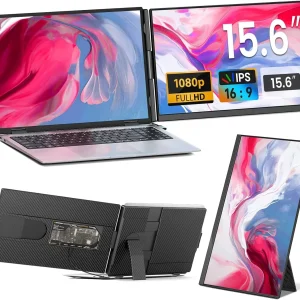 Laptop Screen Extender - 15.6" FHD 1080P Portable Monitor for Laptop, Detachable & Plug and Play Dual Laptop Monitor Extender for 13"-17.3" Laptops, Compatible with Wins/Mac/Android/Chrome