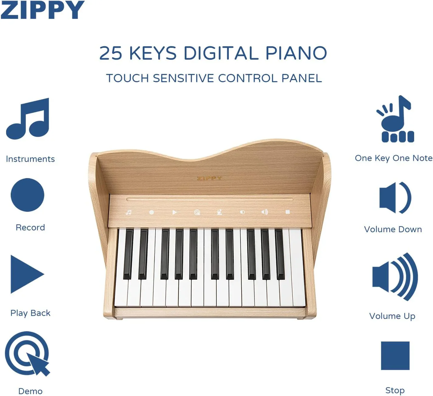 Kids piano keyboard, 25 key kids digital piano, wooden piano for toddler girls boys - Image 2