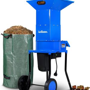 Landworks Leaf Mulcher Shredder Electric Green and Waste Management Heavy Duty 120V AC 11" Inch Cutting Blade .5" Inch Cutting Capacity for Leaves, Grass, & Clippings