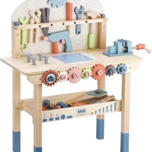 Kids Tool Bench Workshop Workbench with Tool Set Wooden Construction Workbench
